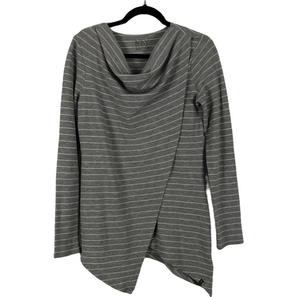 Marc New York Tops - Marc New York gray white striped long sleeve asymmetric knit tunic top Size L